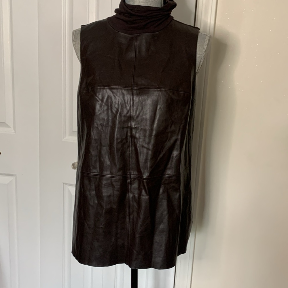 Alfani Turtle Neck leather Top